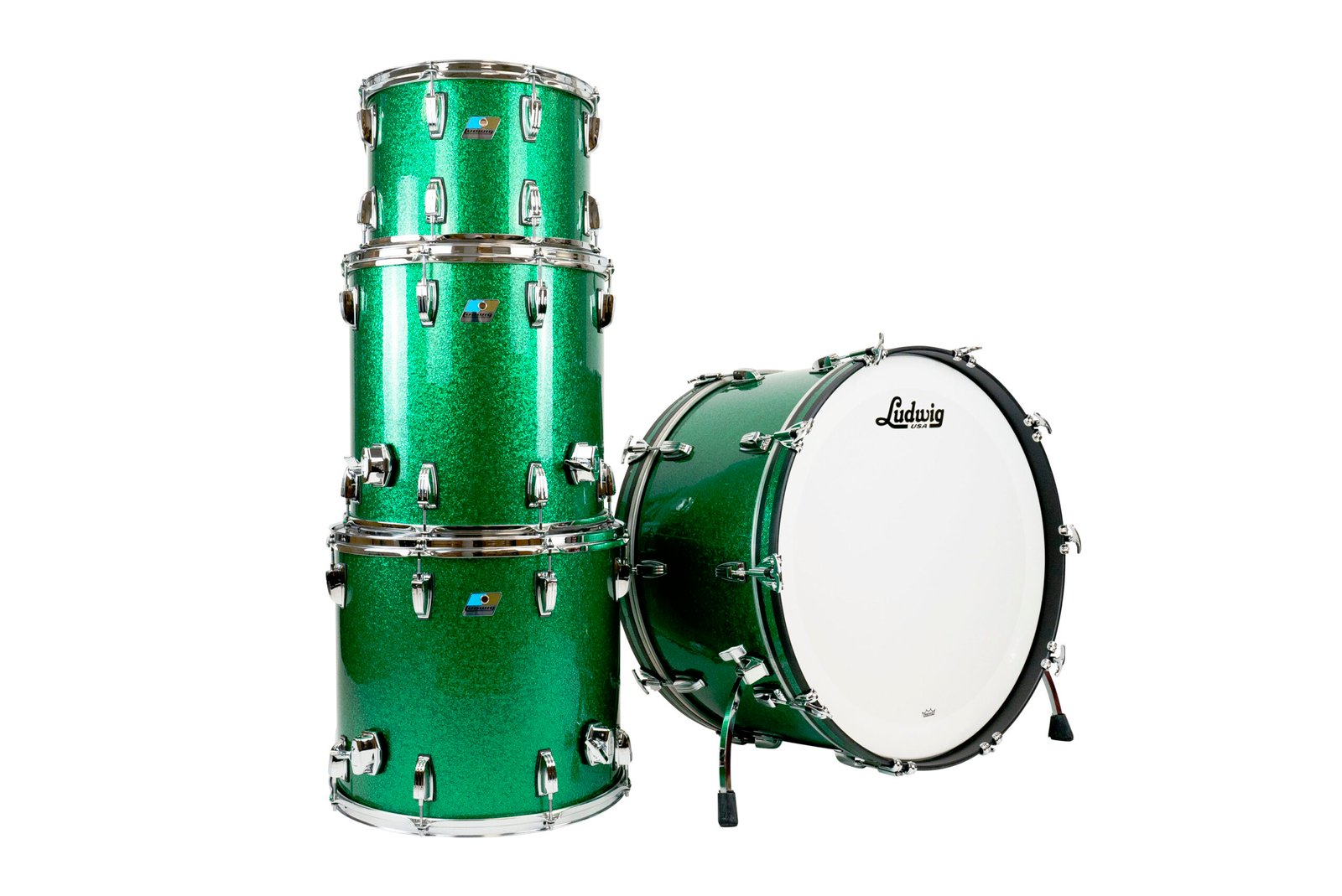 Ludwig Classic Maple Zep Plus 4pc Shell Pack-Green Sparkle